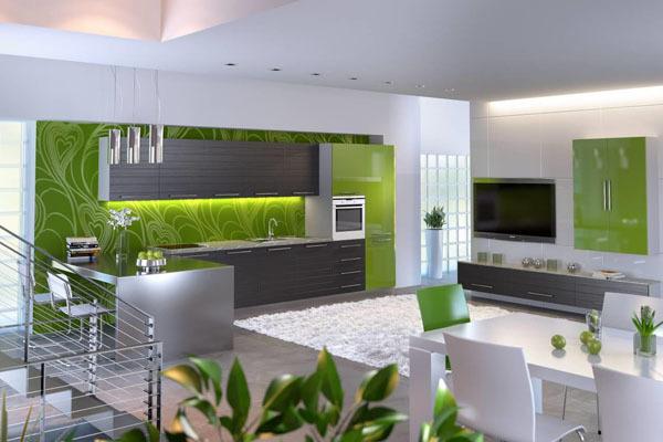 تصميم المطبخ بألوان خضراء - عصري وأنيق
