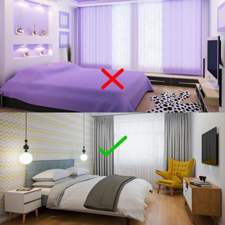 4 ألوان، الذي قاطع لا يمكن استخدامها في غرفة النوم