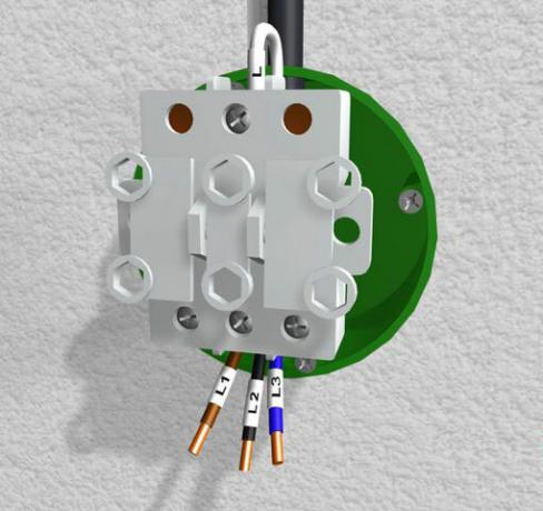 الشكل 2: قم بتوصيل أسلاك التيار الكهربائي