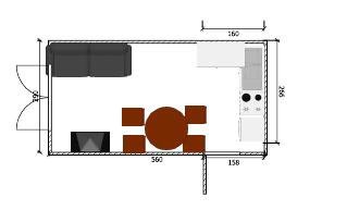 غرفة معيشة المطبخ 16 متر مربع