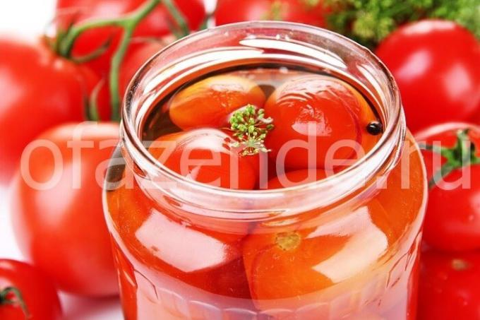 الطماطم (البندورة) دون الخل لفصل الشتاء. ويستخدم التوضيح لمقال للحصول على ترخيص القياسية © ofazende.ru