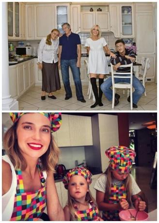 
GlyukoZa مع عائلته في المطبخ في منزل ريفي. 