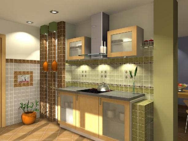 المطبخ الأخضر والبني - لعبة اللون والضوء