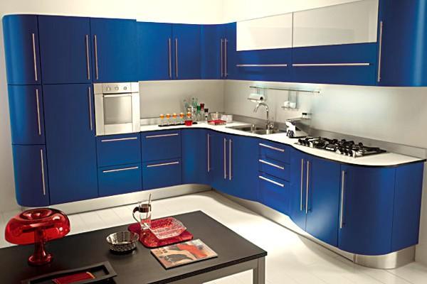تصميم المطبخ بألوان زرقاء